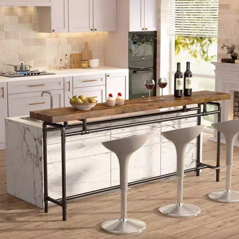 Tavolo Consolle Industriale Extra Lungo 180cm Marrone/Nero