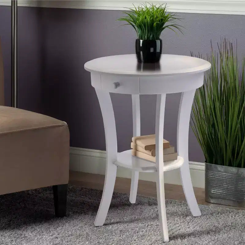 Tavolino rotondo con accenti - Bianco