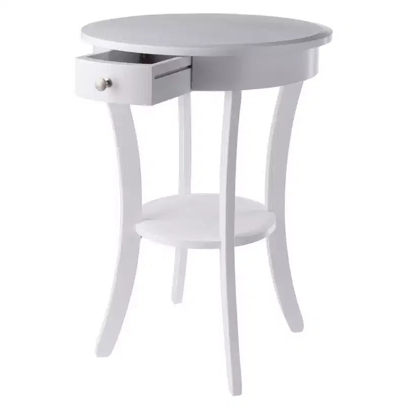 Tavolino rotondo con accenti - Bianco