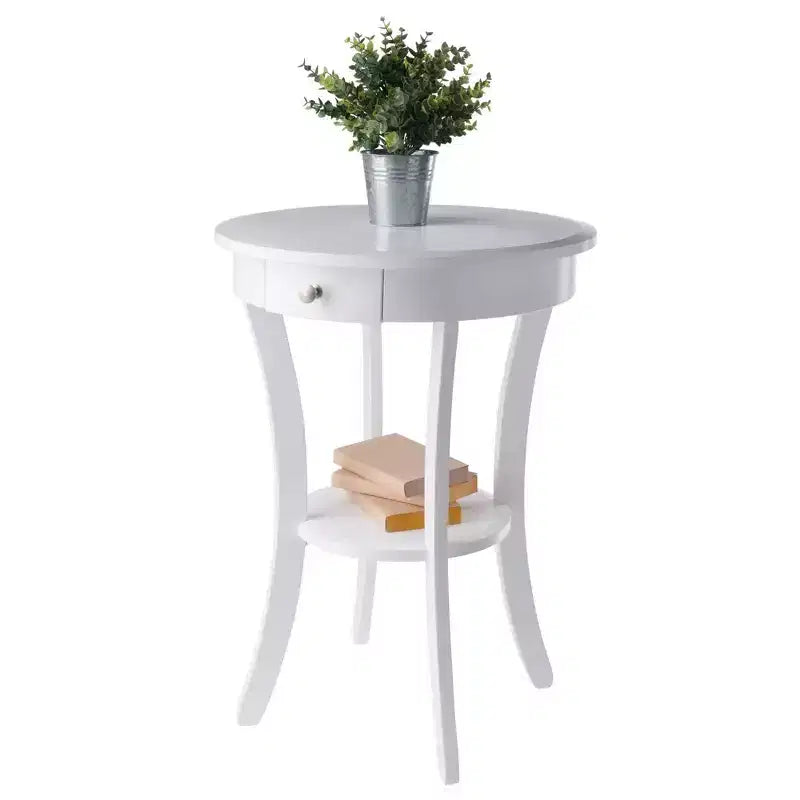 Tavolino rotondo con accenti - Bianco