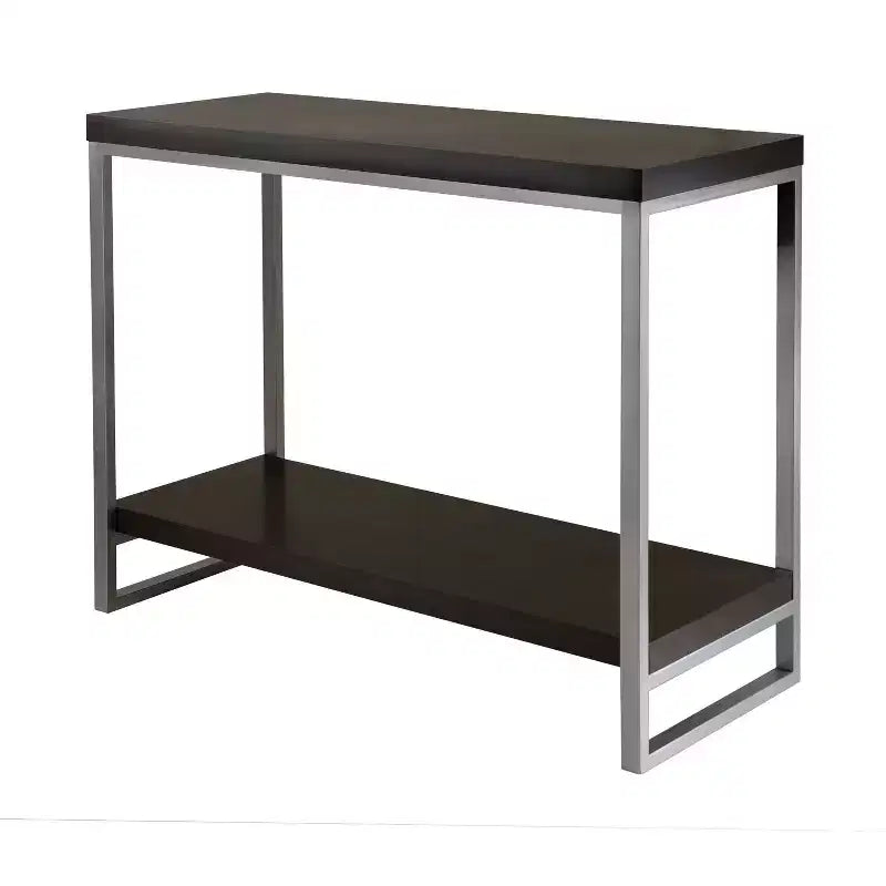 Jared Console Table, Enamel Steel Tube - Dark Espresso - Winsome: Entryway Accent, Bottom Shelf Storage