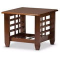 Baxton Studio Larissa Modern Classic Mission Style Living Room Occasional End Table Cherry Brown: Rubberwood Square Side Table with Shelf