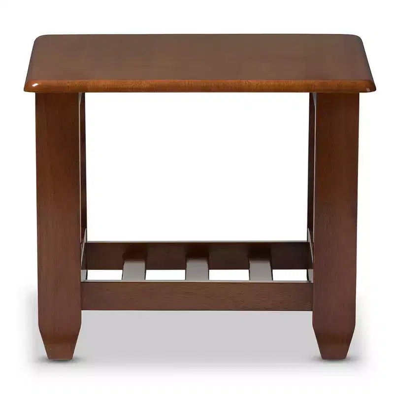 Tavolino occasionale di fine corsa in stile missione classico moderno per soggiorno, marrone ciliegia: tavolino quadrato in legno di gomma con ripiano