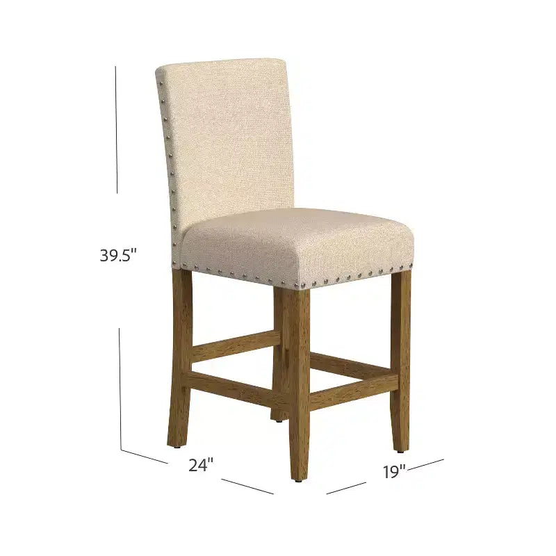 Sgabello da bancone imbottito da 61 cm con borchie
