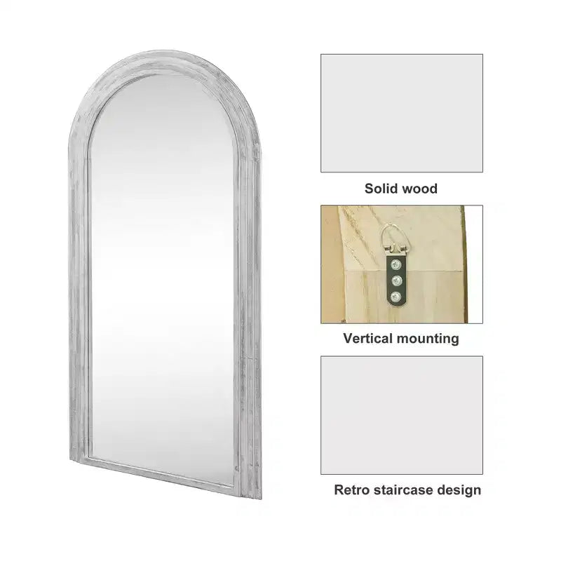 Specchio a figura intera Dovelina con struttura in legno massello ad arco e design per scala