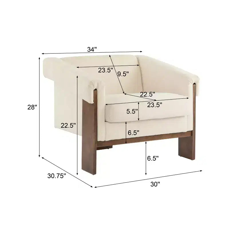 Poltrona imbottita in legno in stile moderno di metà secolo